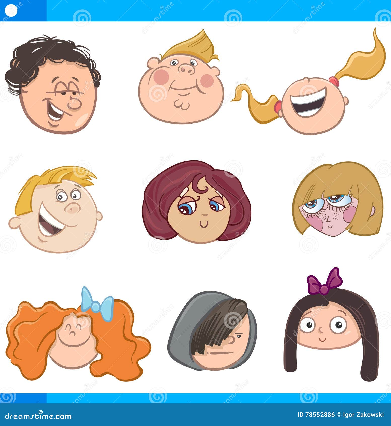 Children Cartoon Characters Set Stock Vector - Illustration of vector,  children: 78552886