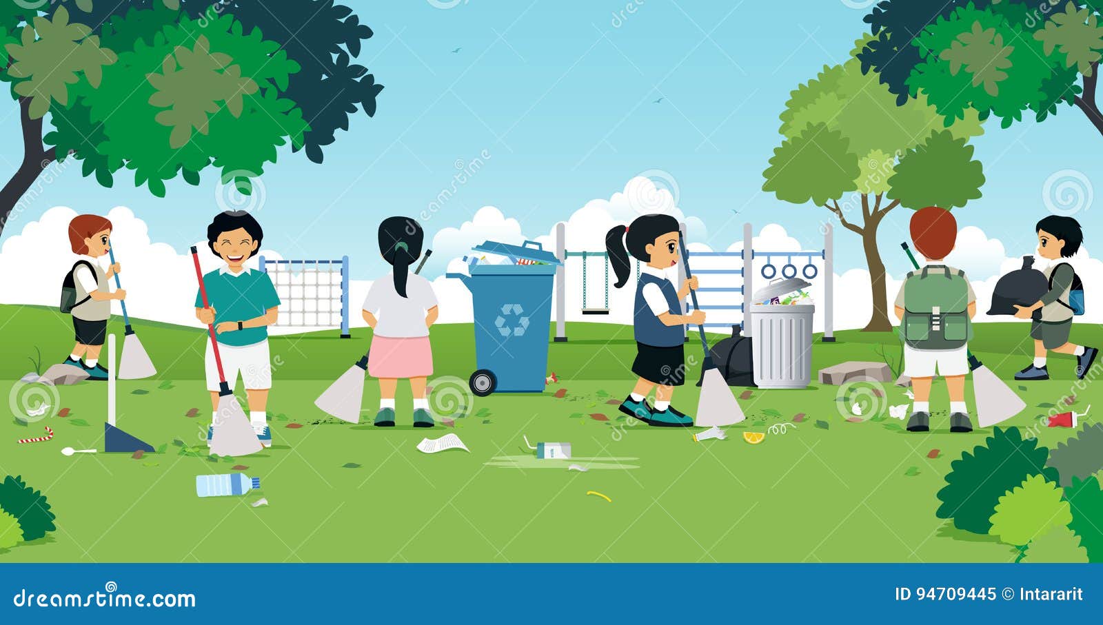 Children are cleaning stock vector. Illustration of environment - 94709445