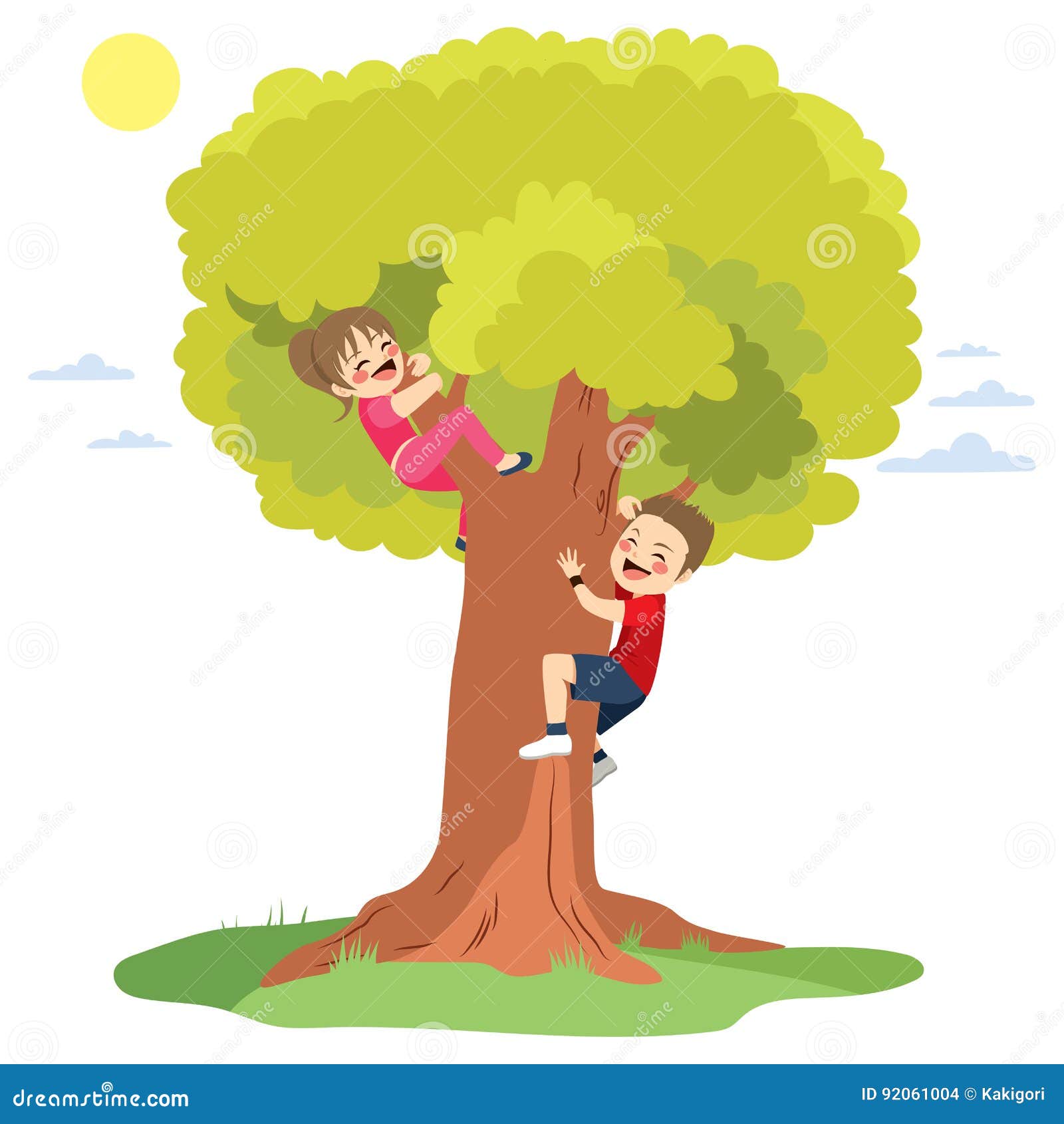 Children Climbing Tree stock vector. Illustration of camp - 92061004