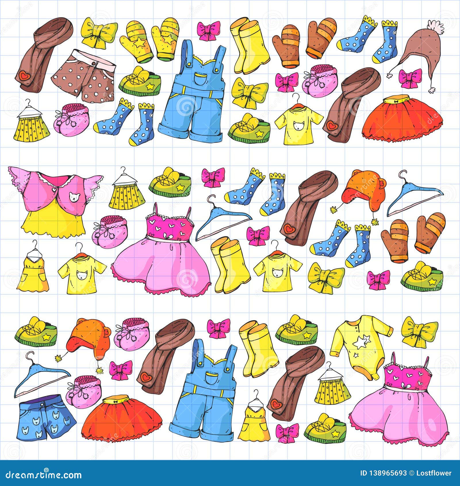 Children Clothes. Background for Babies, Kids Patterns. Stock Vector ...