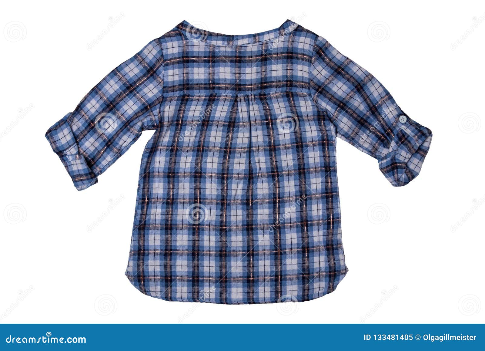 Children Clothes. Fashionable Blue Checkered Kids Girl Shirt Wit Stock ...