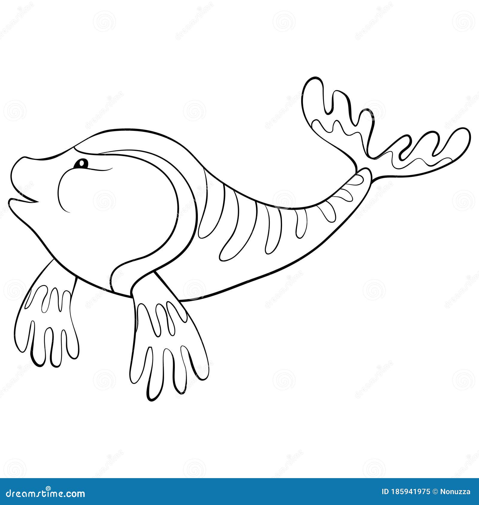 Fish vector illustration template for Coloring book. Drawing