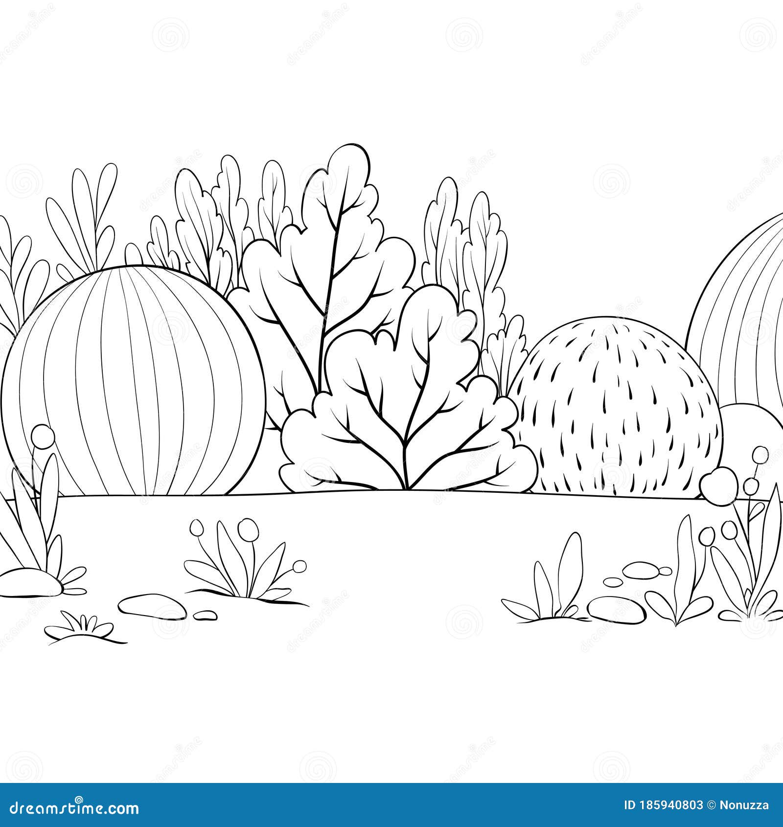Download A Children Coloring Book Page A Nature Landscape Image For Relaxing Line Art Style Illustration For Print Stock Vector Illustration Of Black Flower 185940803