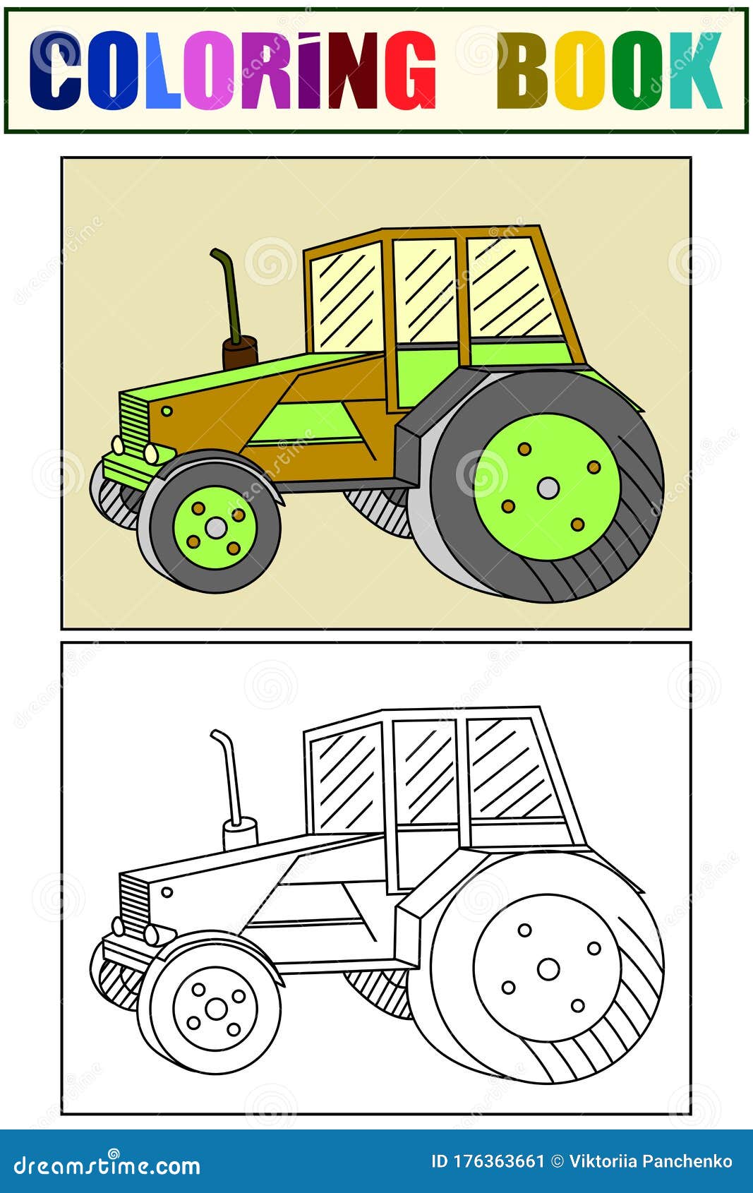 Paint one tractor stock illustration. Illustration of coloring - 104182805