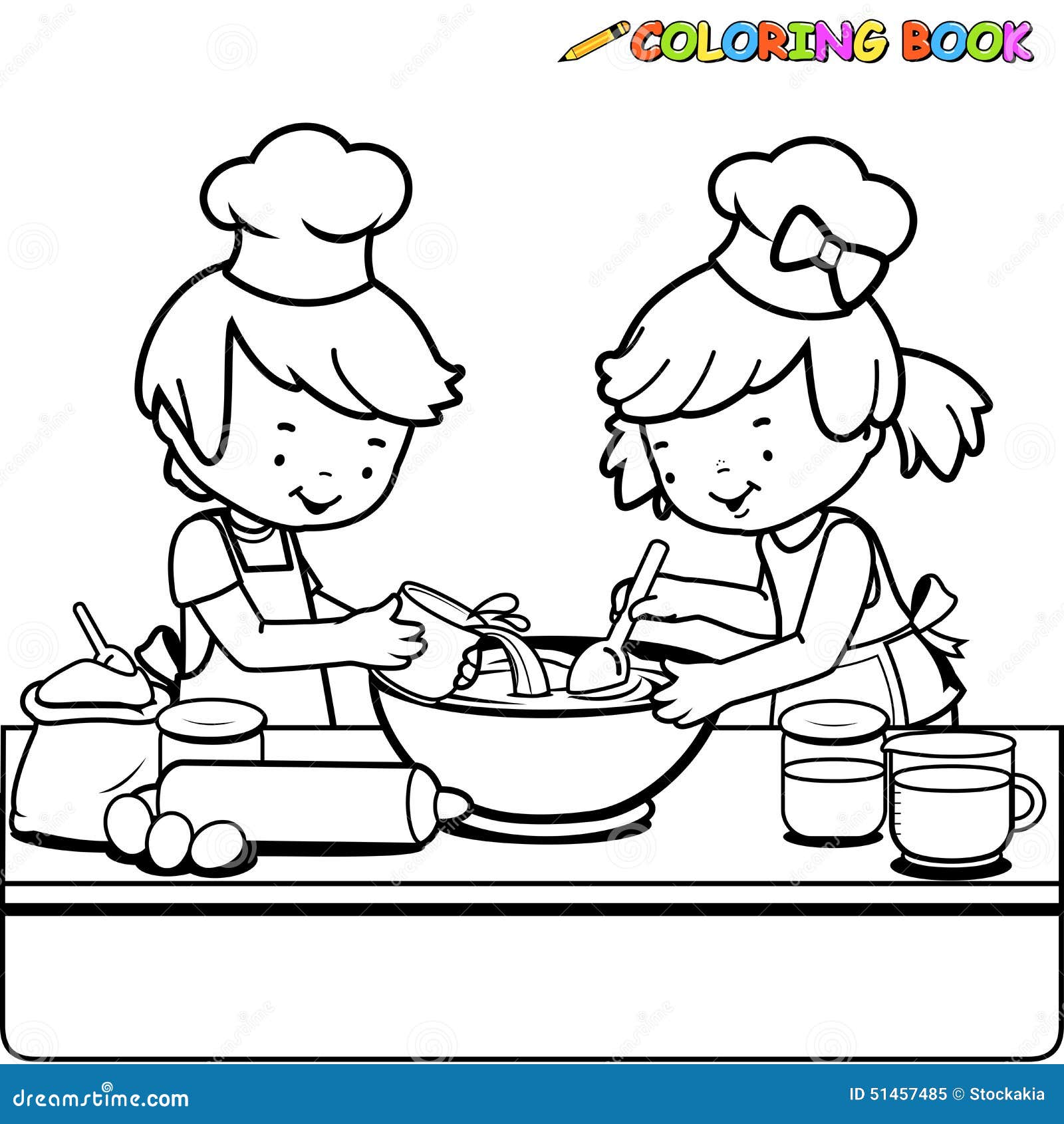 kids baking clip art black and white