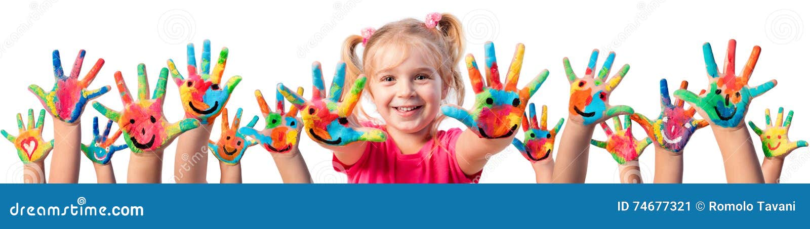 children in creativity - hands painted