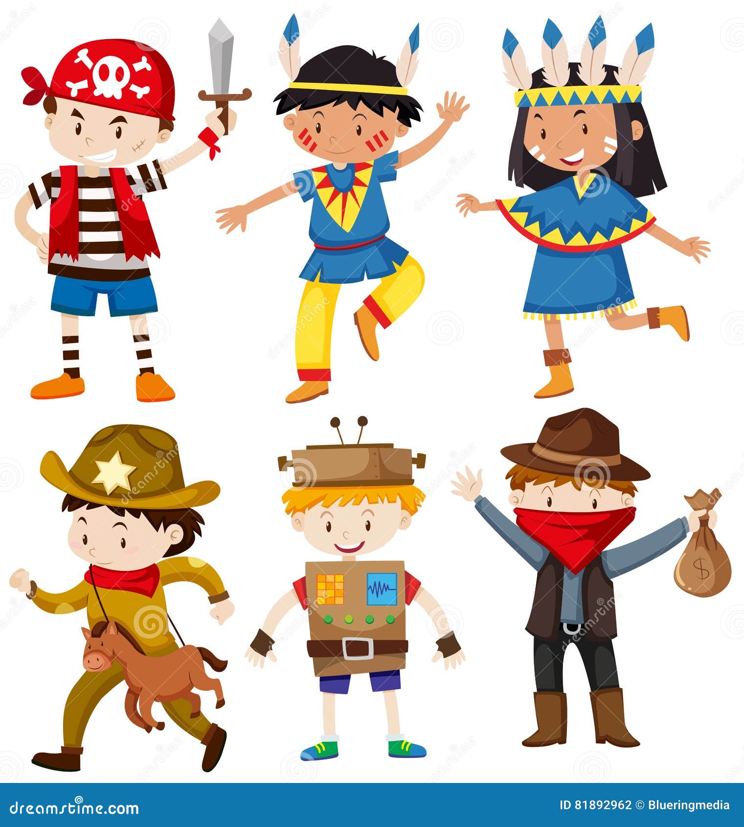 Children in Different Costumes Stock Vector - Illustration of character ...