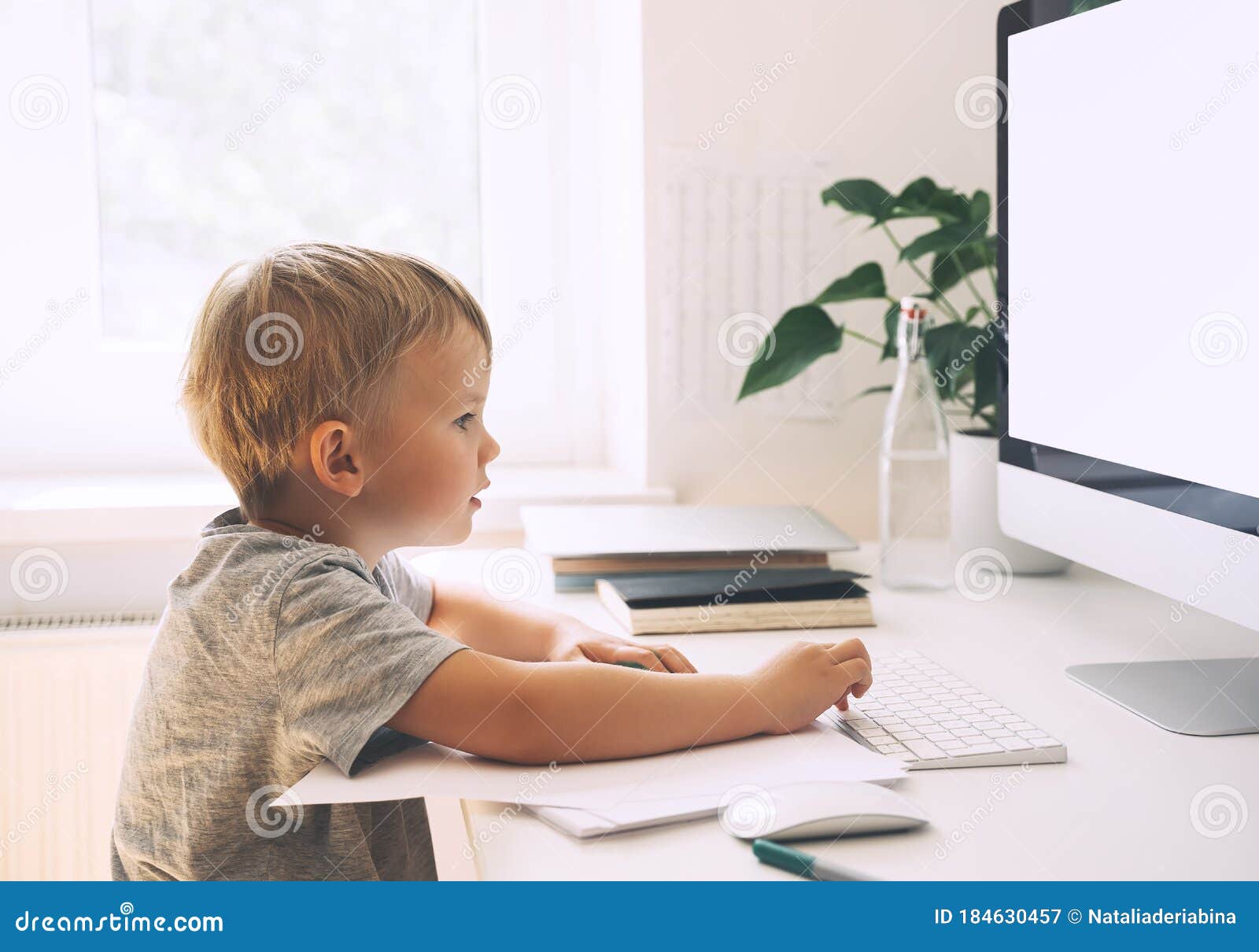 Children Distance Education Concept. Kids Online Learning Stock Image Image of entertainment