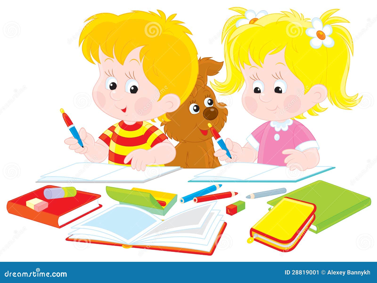 Children Do Homework Stock Vector Illustration Of Grade