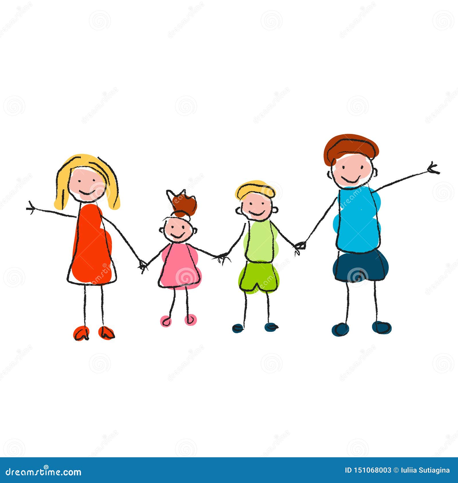 Download Children Drawing, Happy Family. Drawing Child Of His Family. Vector Illustration On White ...