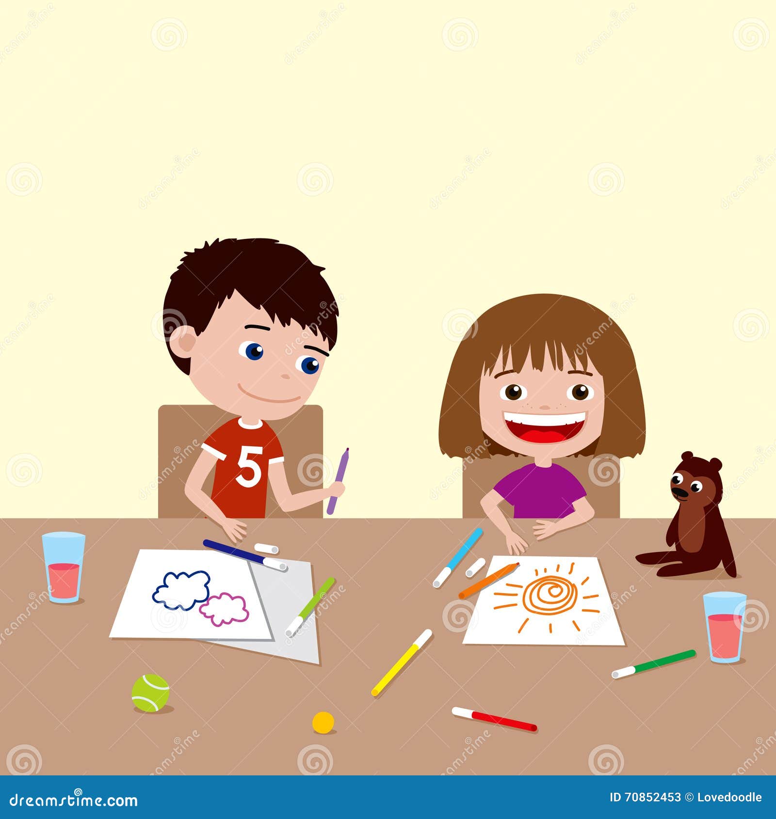 Brother and sister drawing | Stock image | Colourbox-saigonsouth.com.vn