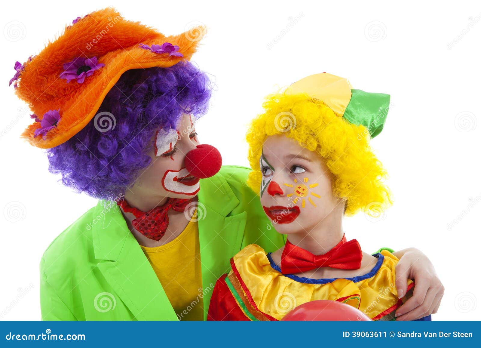 Children Dressed As Colorful Funny Clowns Stock Image - Image of