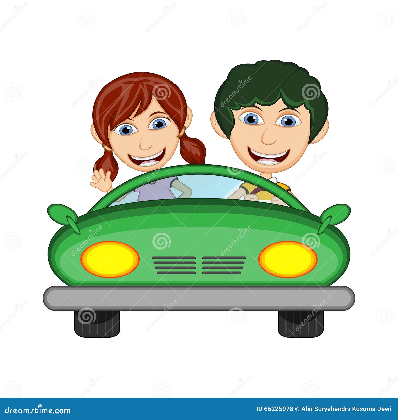 Children Driving a Car Cartoon Vector Illustration Stock Vector -  Illustration of engine, background: 66225978