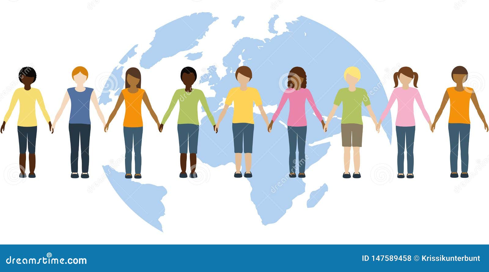 Children of the Earth of Different Origin Freedom Concept Stock Vector