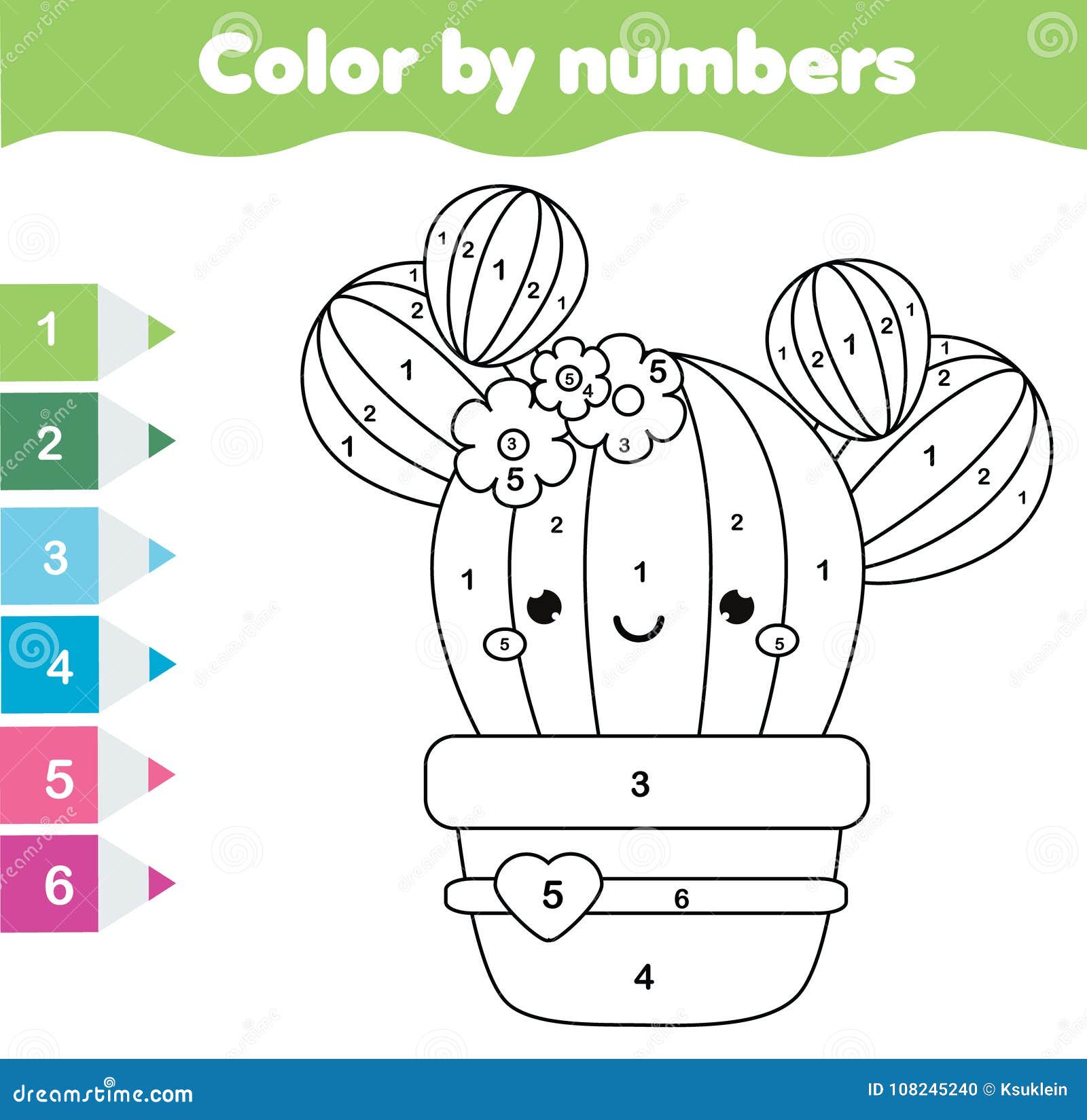 Color by numbers game for kids coloring page Vector Image