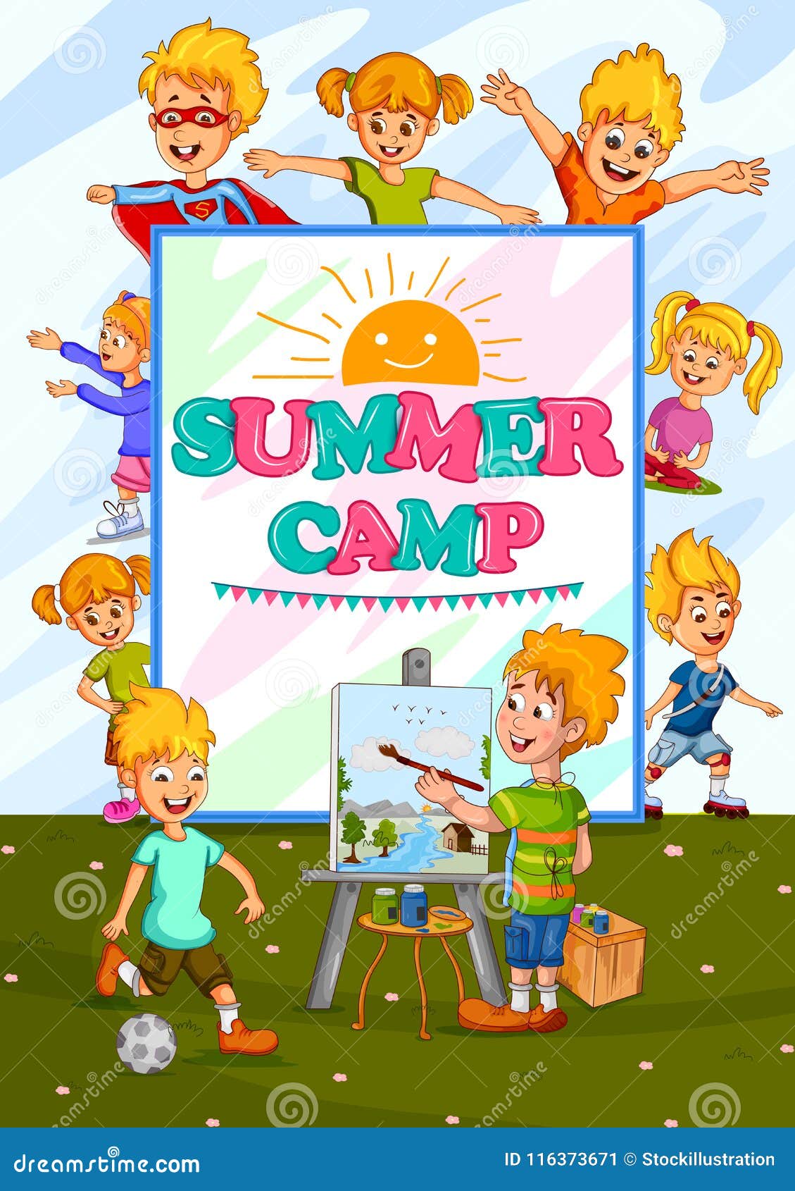 querido Carretilla Dedos de los pies Children Enjoying Summer Camp Activities Stock Vector - Illustration of  playful, childhood: 116373671