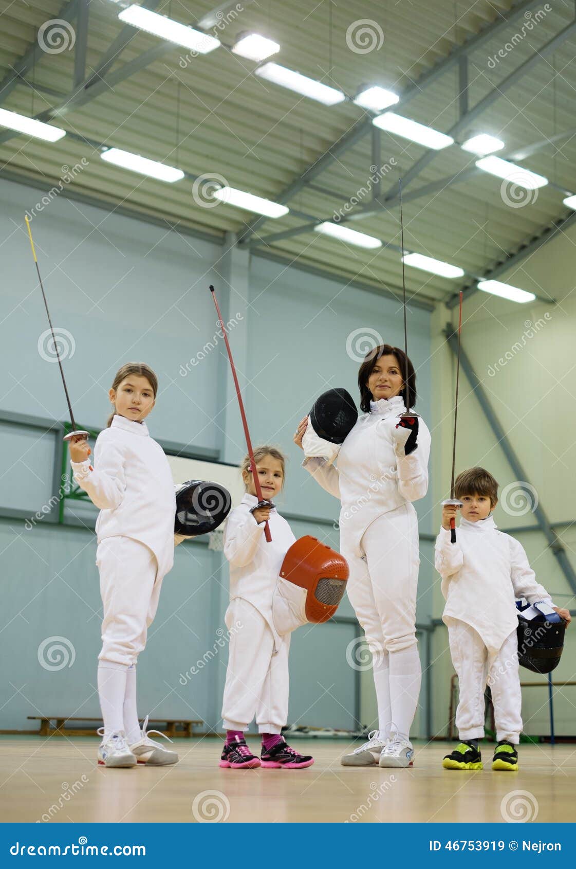 Children on Fencing Training Stock Image Image of costume, fencing