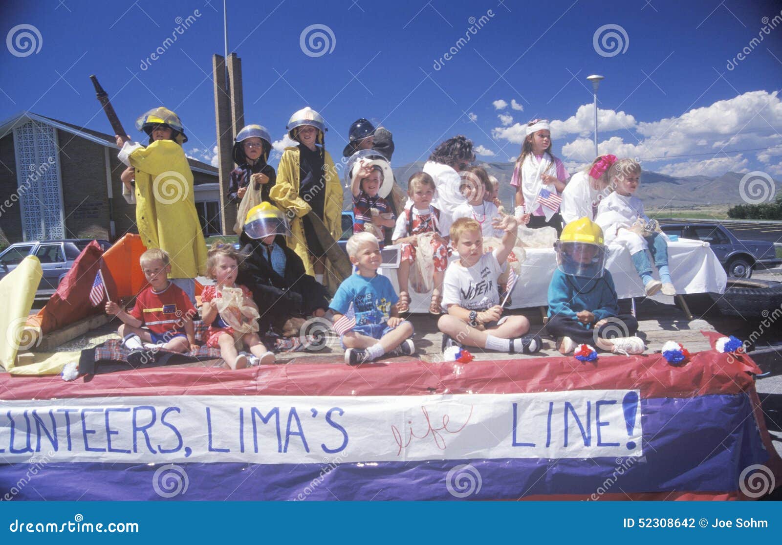 Children on Float in July 4th Parade, Lima, Montana Editorial