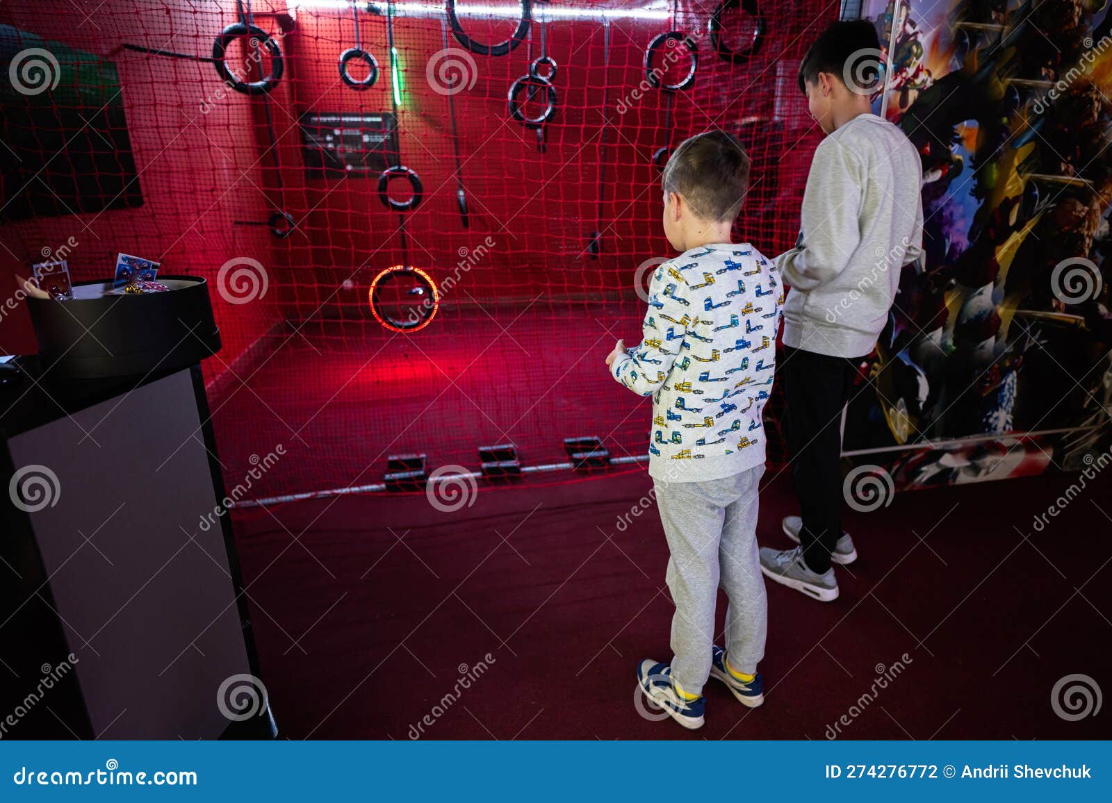 Children Flying Remote Control Drones Game Indoor Play Zone Stock Photo