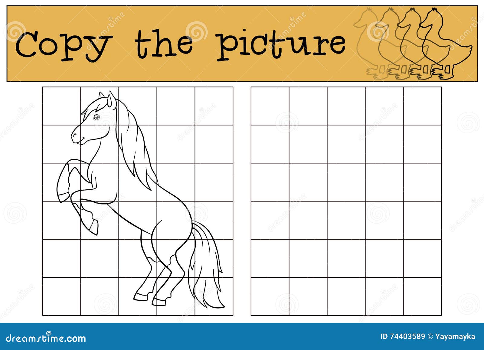 children games: copy the picture. cute horse.