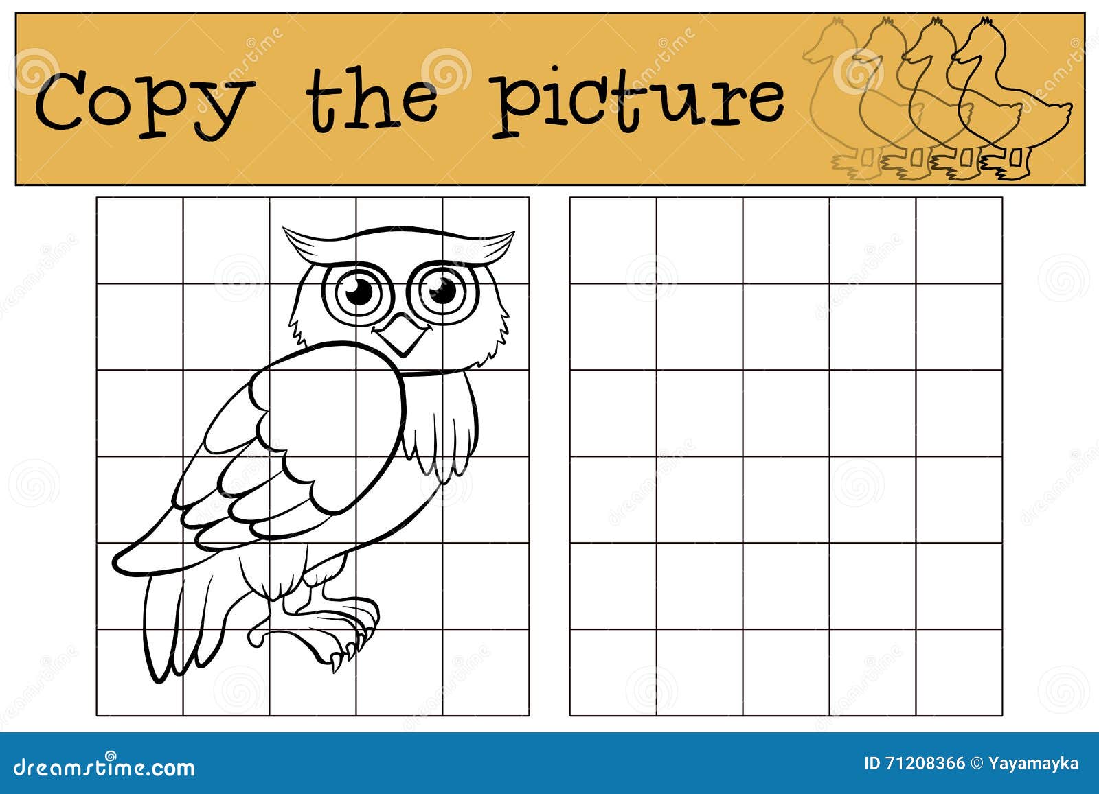 children games: copy the picture. little cute owl.