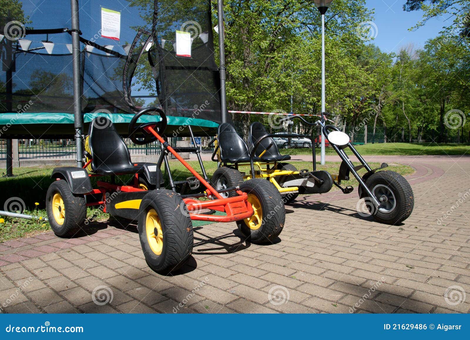 Children Go Carts in City Park Stock Photo Image of outdoor, pedal