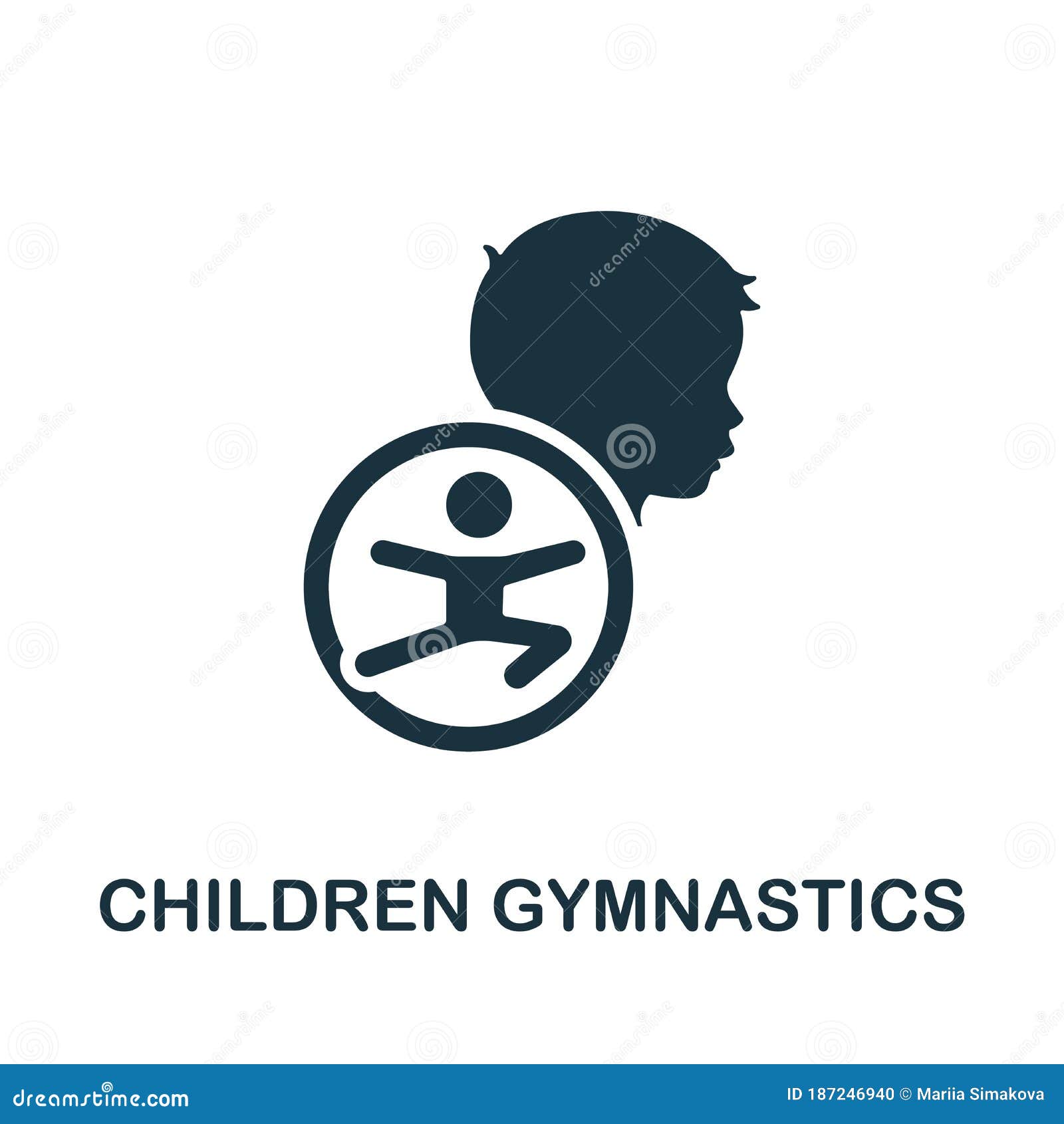Children Gymnastics Icon. Monochrome Simple Children Gymnastics Icon