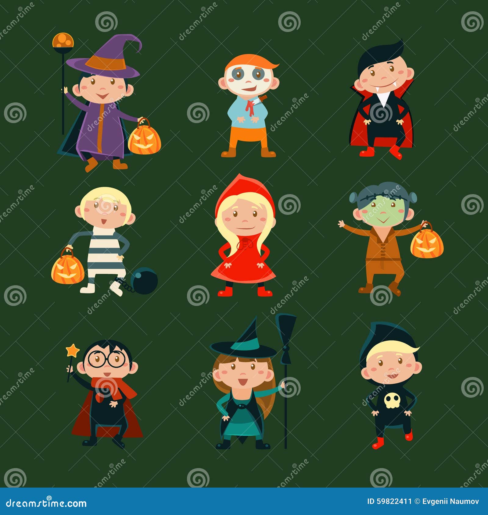 Children in Halloween Costumes Stock Vector - Illustration of cartoon ...