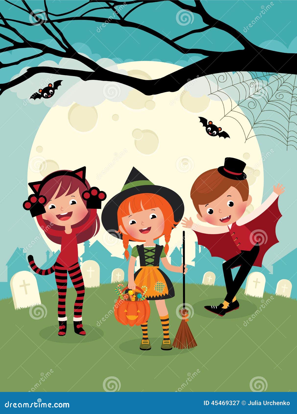 Children on Halloween Party Stock Vector - Illustration of girl ...
