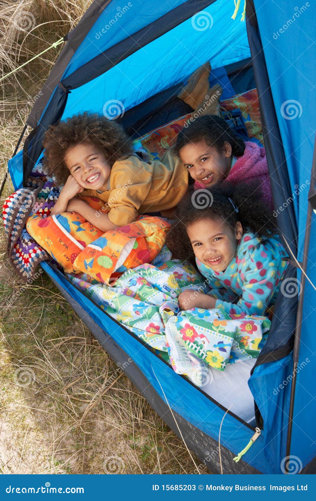 Children Having Fun Inside Tent on Camping Holiday Stock Image Image