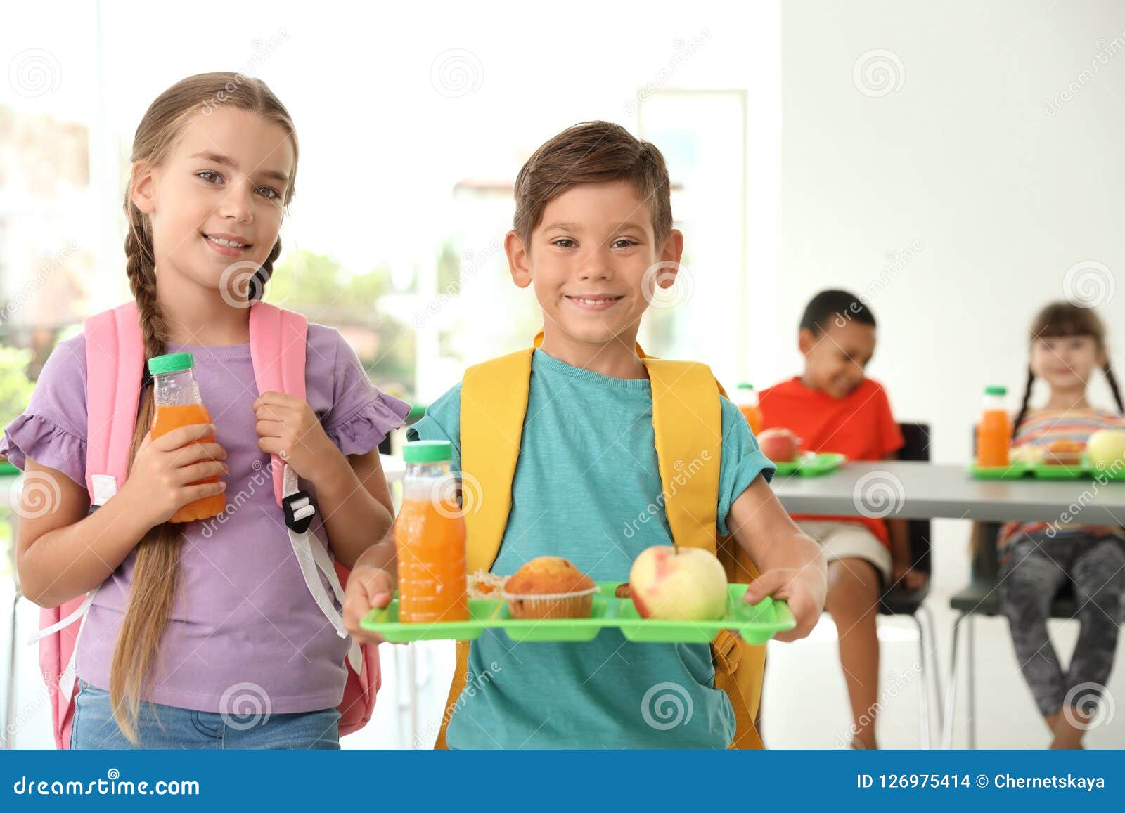 A Children Eating in the Canteen · Free Stock Photo