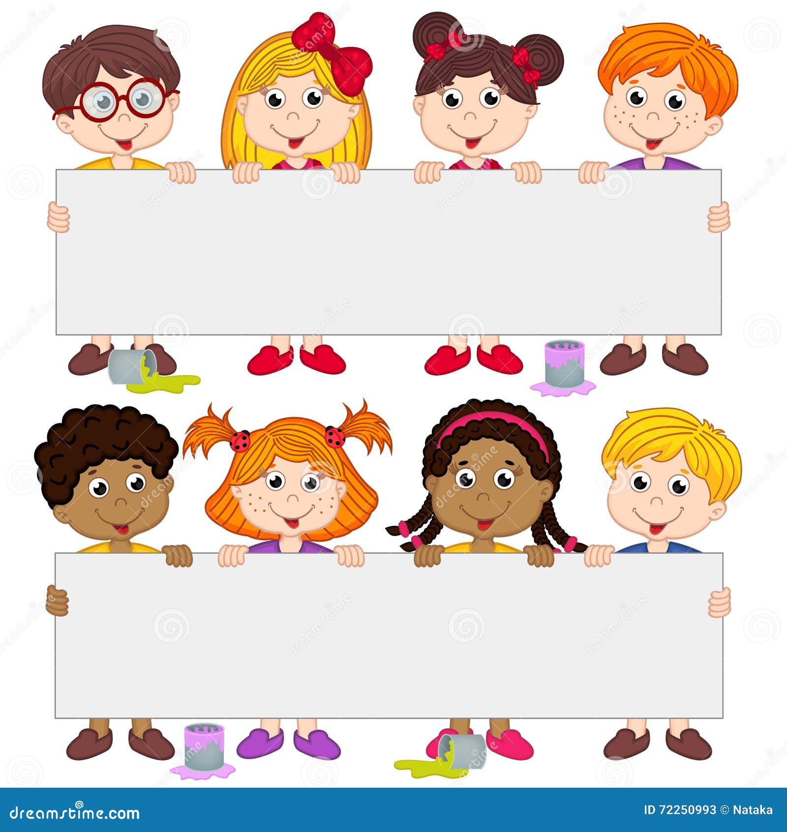 Children Holding Blank Paper Stock Vector Illustration of cute, child