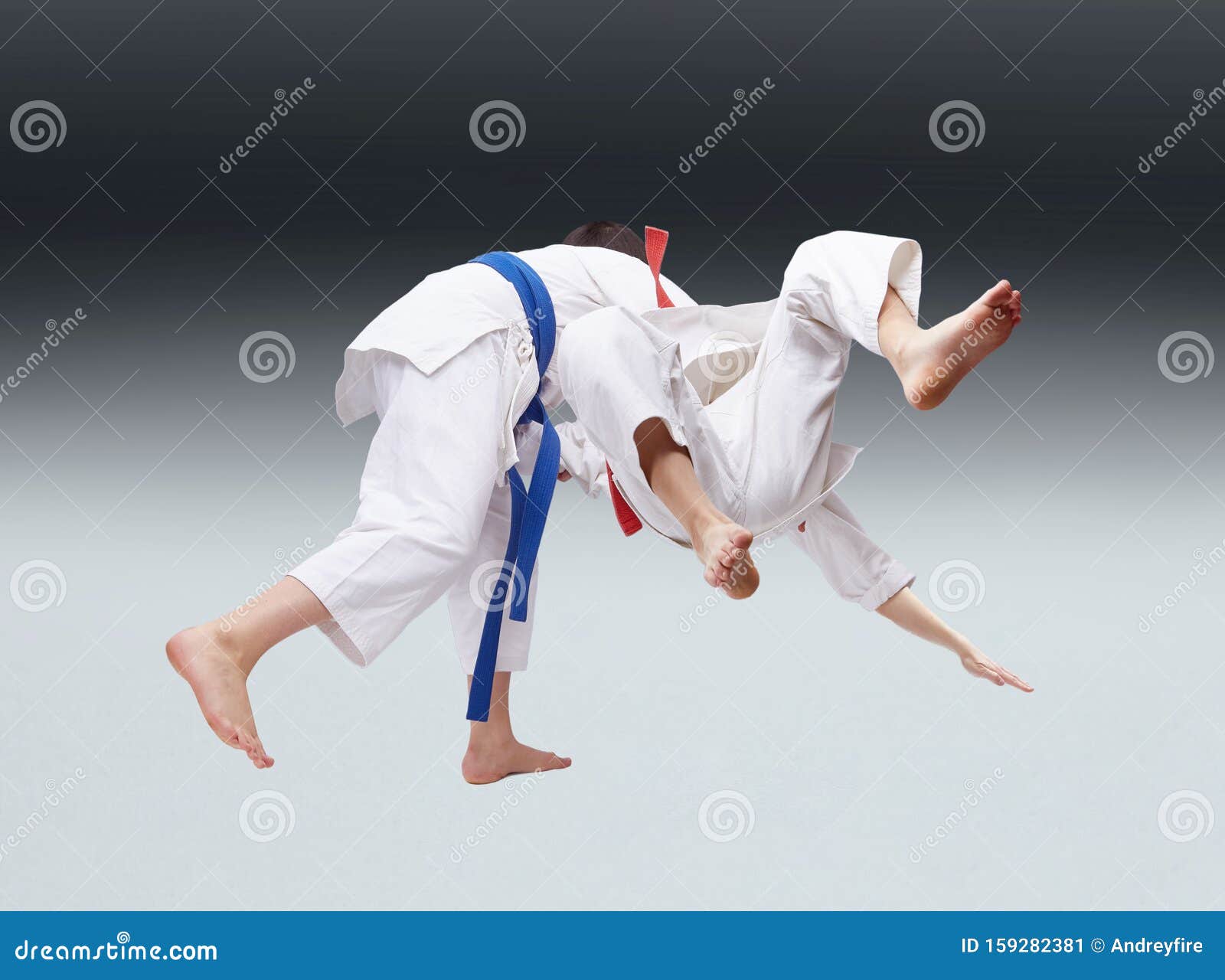 Children in Judogi are Training the Throws of Judo Stock Image Image