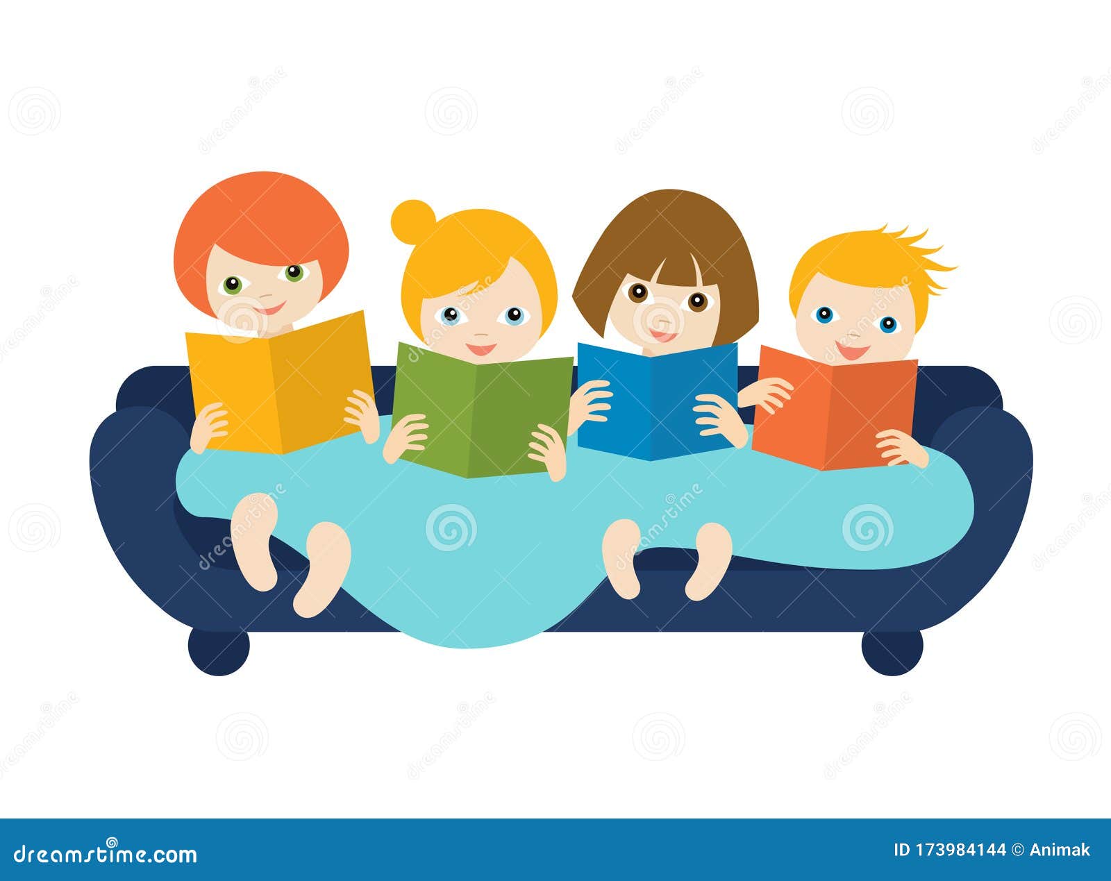 Children, Kids Reading a Books Sitting on the Sofa. Stock Vector - Illustration of object, cartoon: 173984144 Children, Kids Reading a Books Sitting on the Sofa. Stock Vector - Illustration of object, cartoon: 173984144