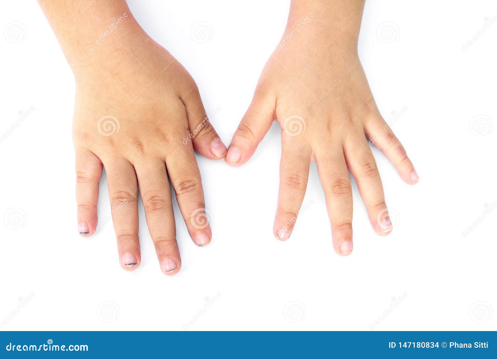 children long nails  on white background. children dirty nails . unclean nails . children nails 