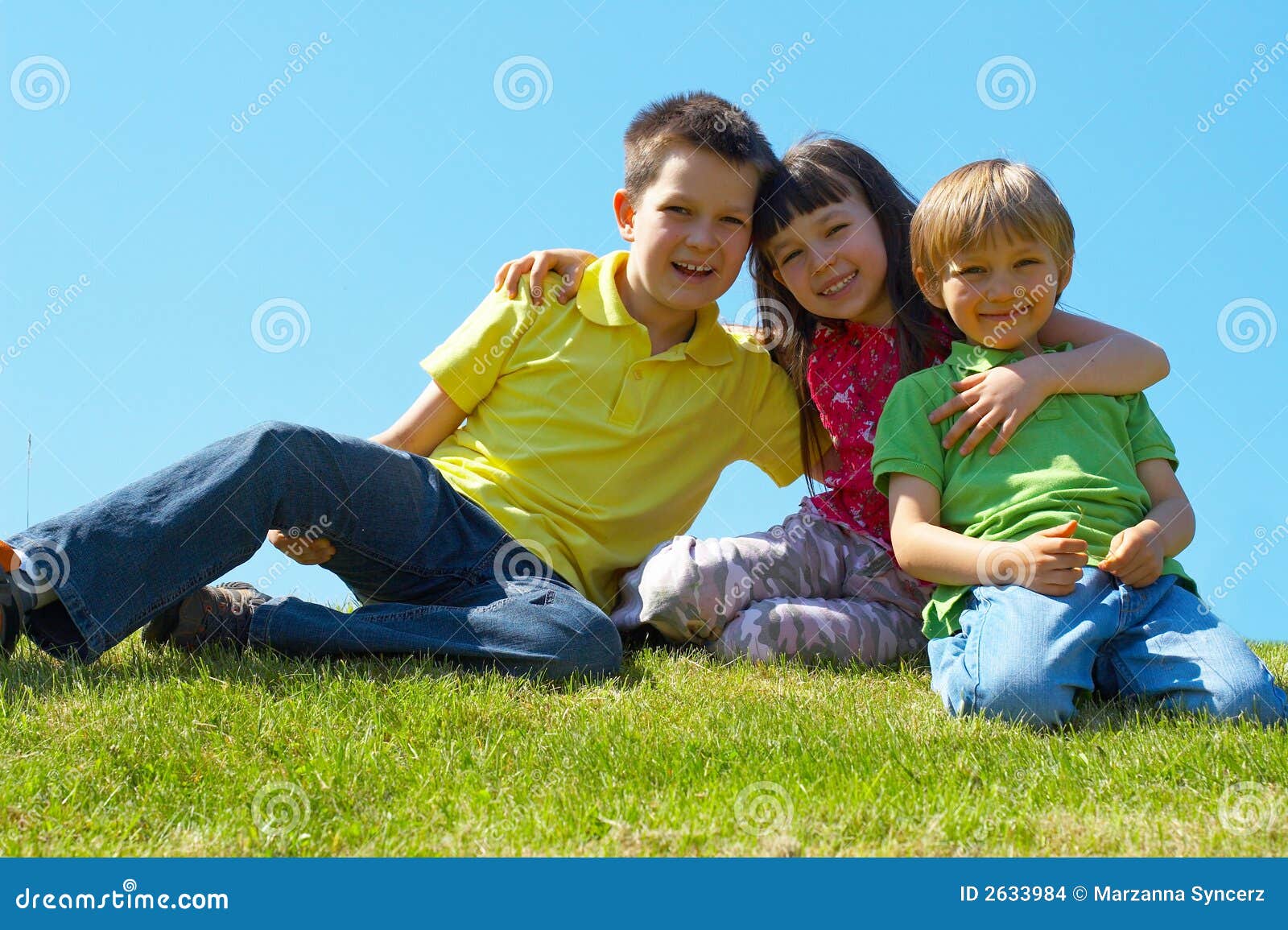 Children in a meadow stock photo. Image of happy, delighted - 2633984