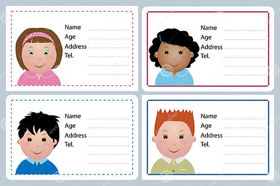 Children name card stock vector. Illustration of horizontal - 13653515