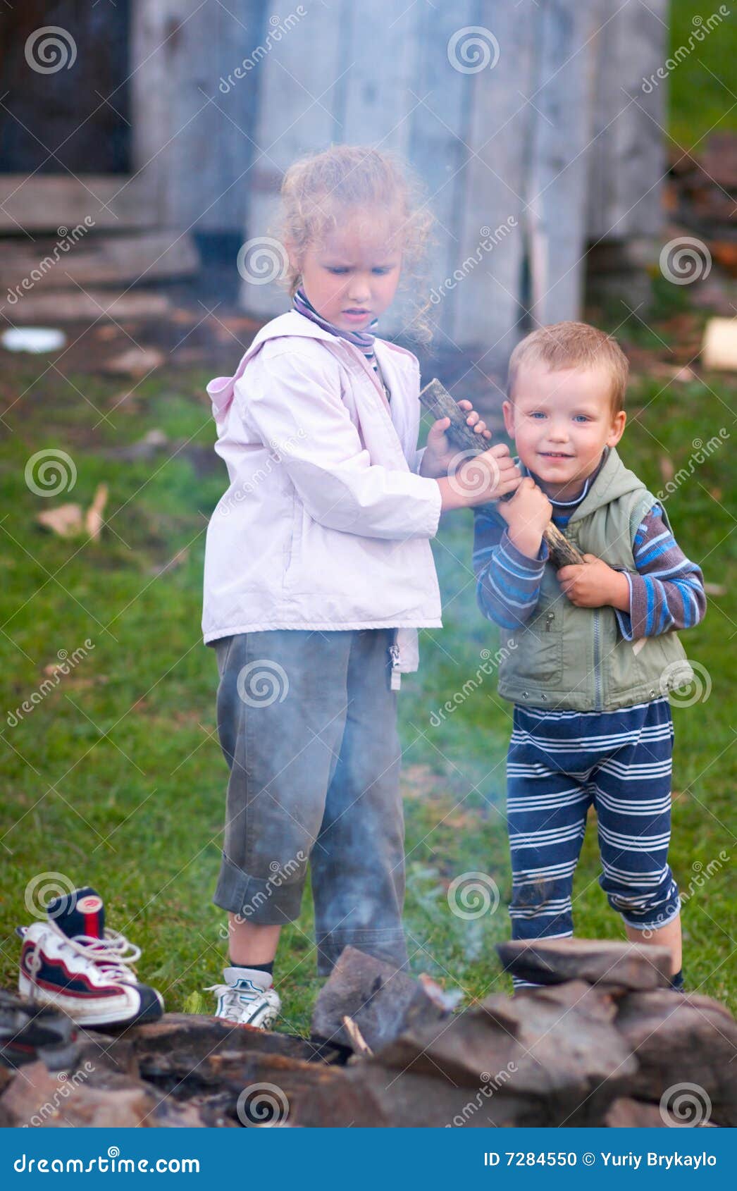 Children near campfire stock photo. Image of rivalry, girl 7284550