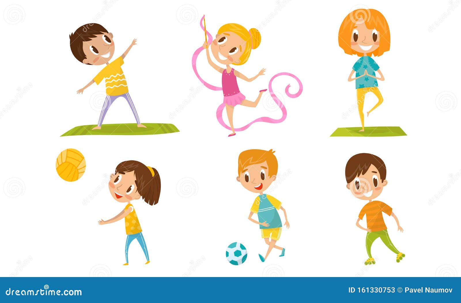 Children with Different Kind of Physical Activities Concept Vector