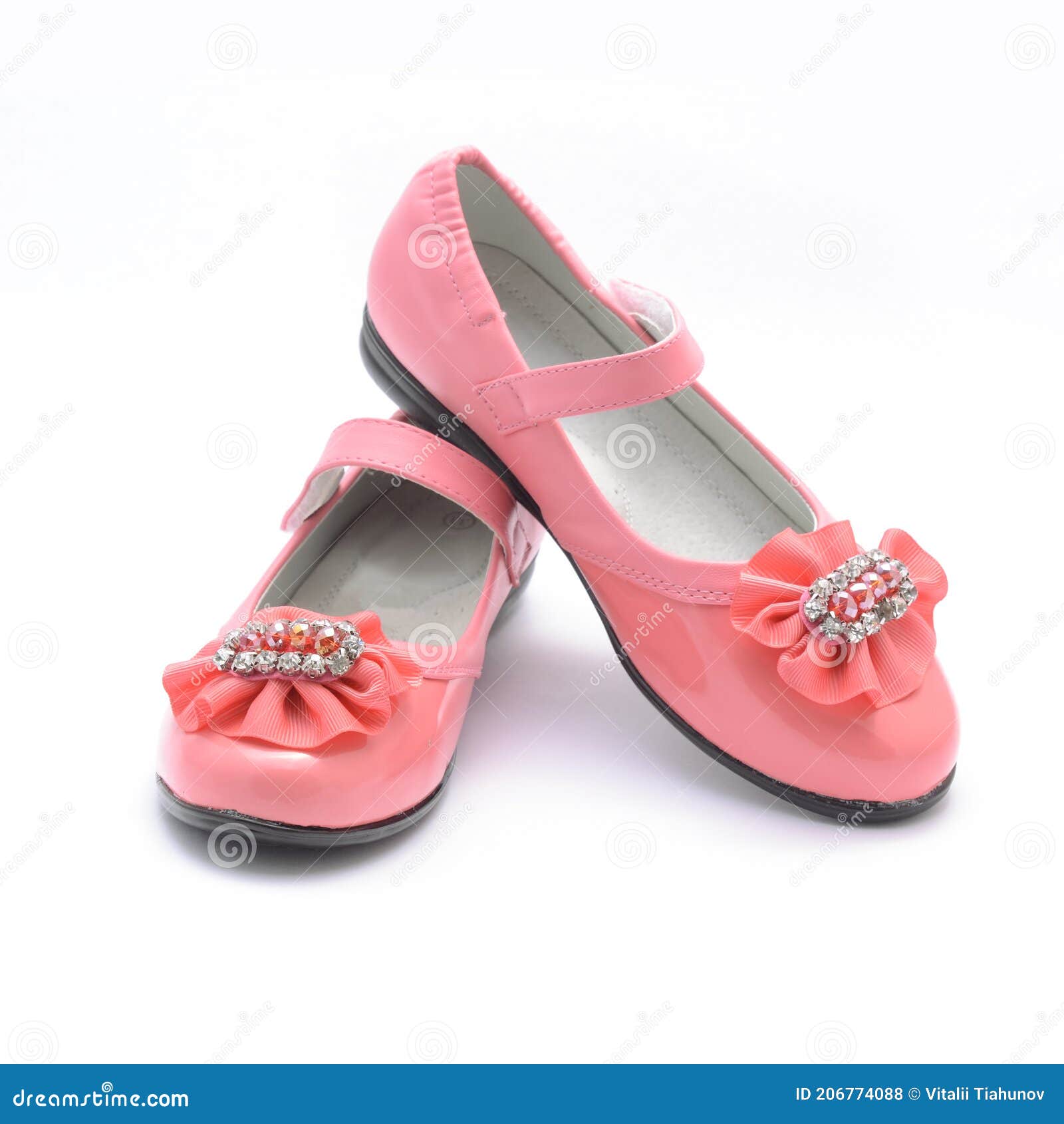 Children Pink Shoes Isolated on White Stock Photo - Image of children ...