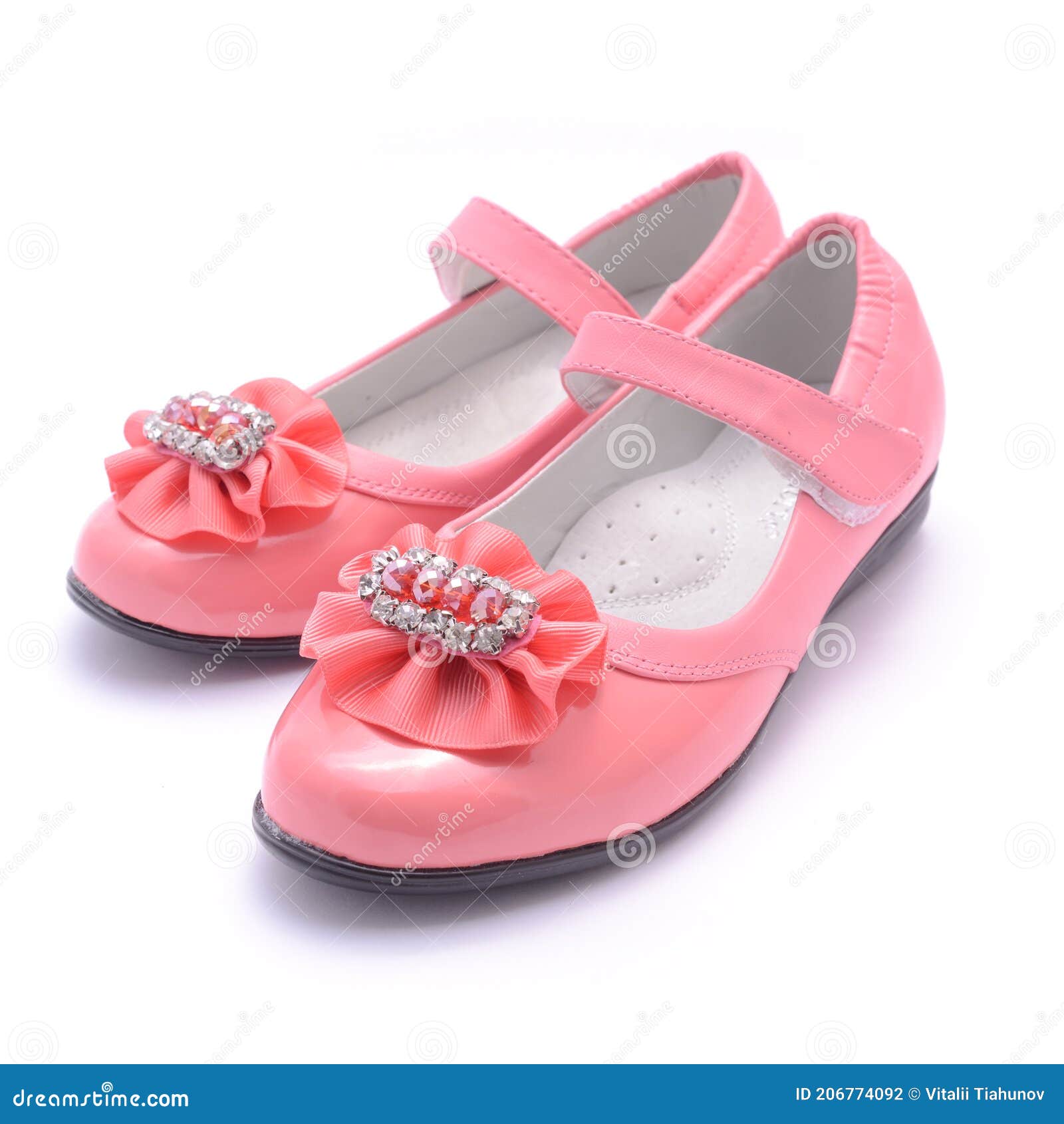 Children Pink Shoes Isolated on White Stock Photo - Image of female ...