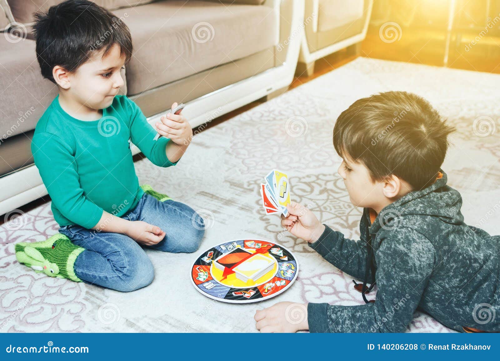 Children Play Card Game Together Stock Photo Image of child, indoors