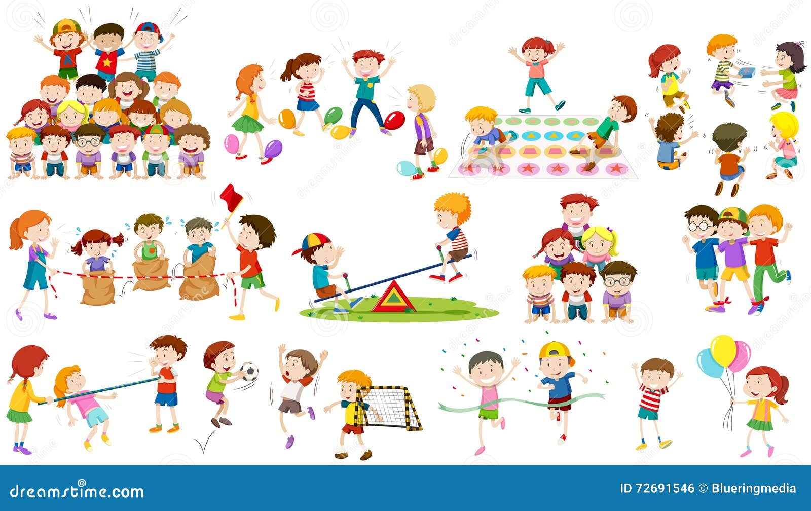 geschenk serveerster gelijktijdig Children Play Different Kind of Game Stock Vector - Illustration of play,  balloons: 72691546