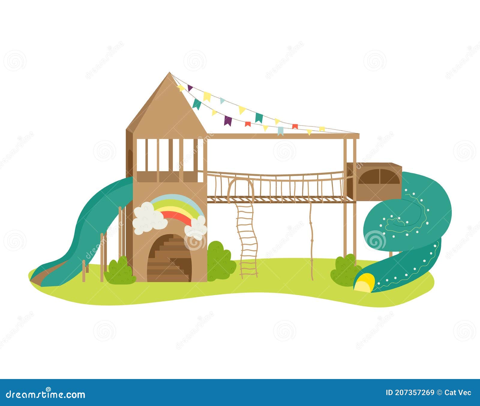 Children Playground Area, Concept Urban Park Play Place for Funny Waste Time,  Kid Gamezone Flat Vector Illustration Stock Illustration - Illustration of  little, spring: 207357269