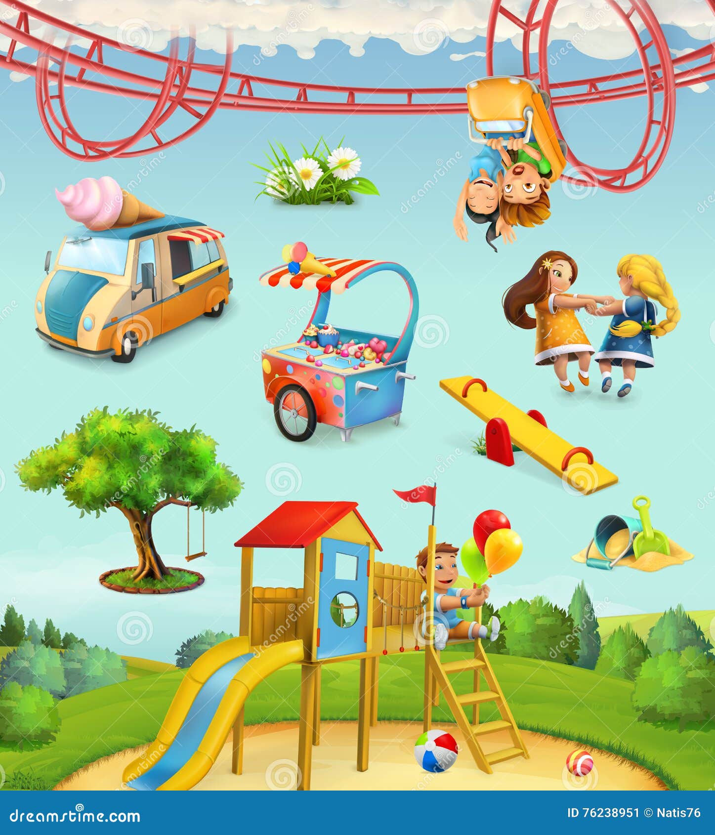 Yard games isolated cartoon vector illustration Free time in the