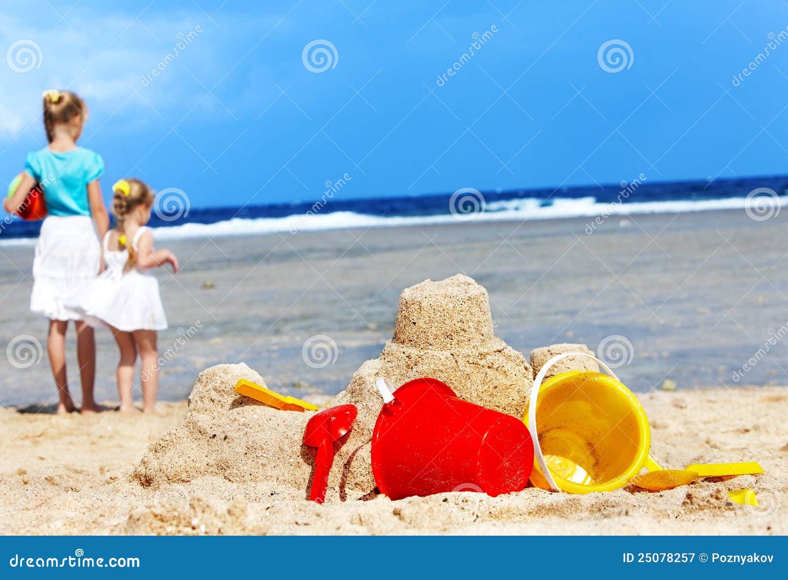 Children playing on beach. stock image. Image of little - 25078257