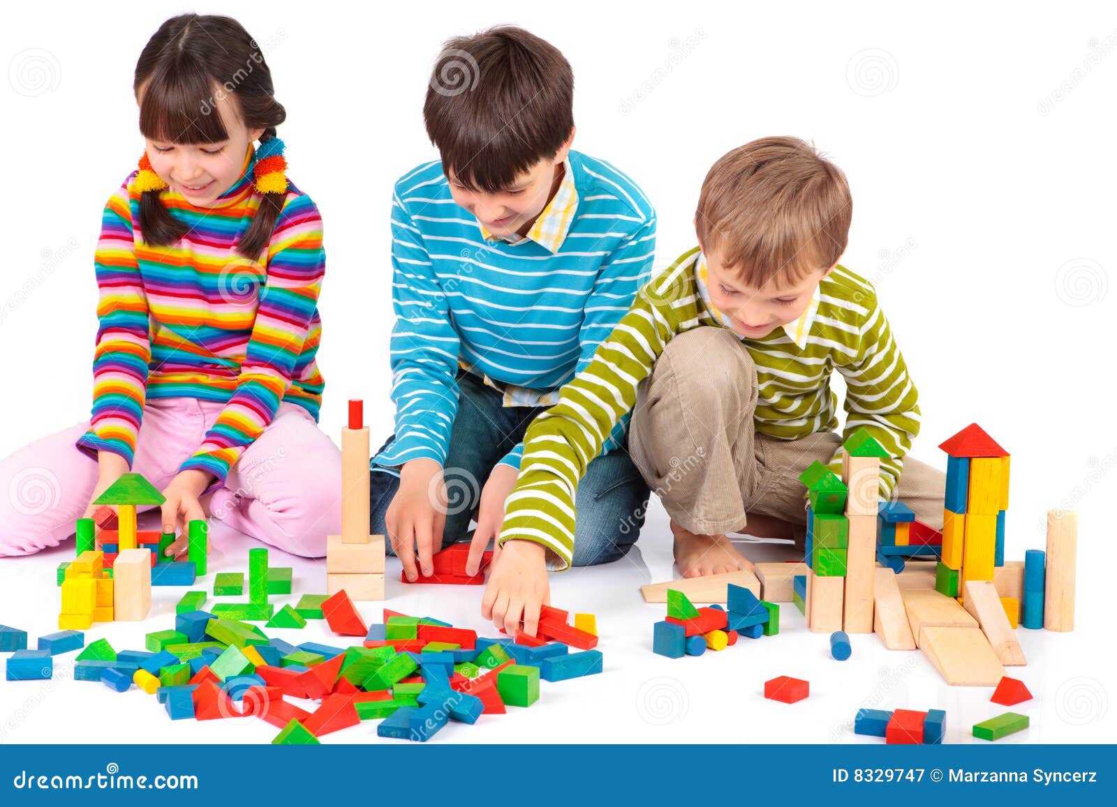 Children Playing with Blocks Stock Image - Image of child, shapes: 8329747