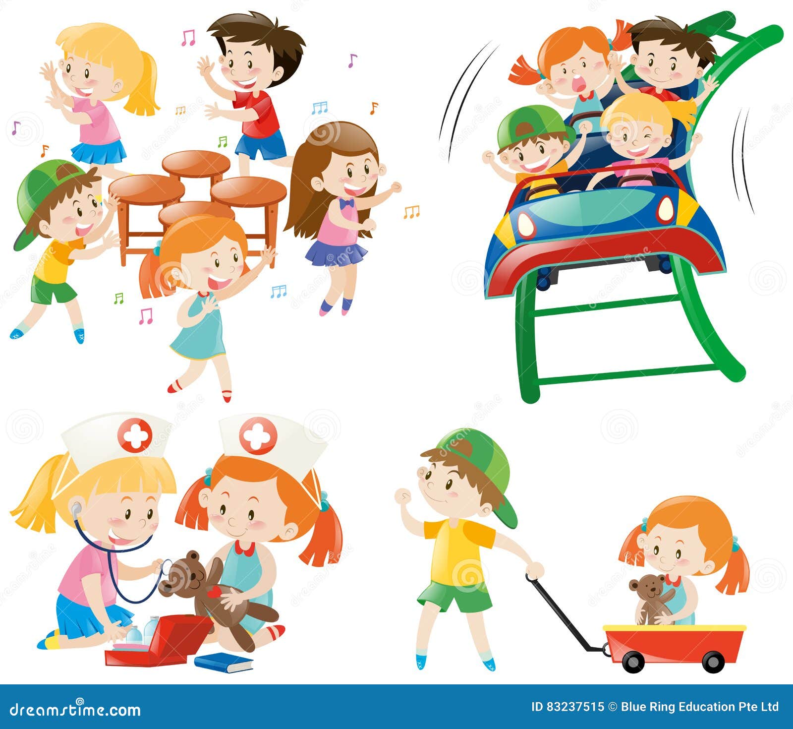 Children Playing Different Games Stock Vector Illustration of group