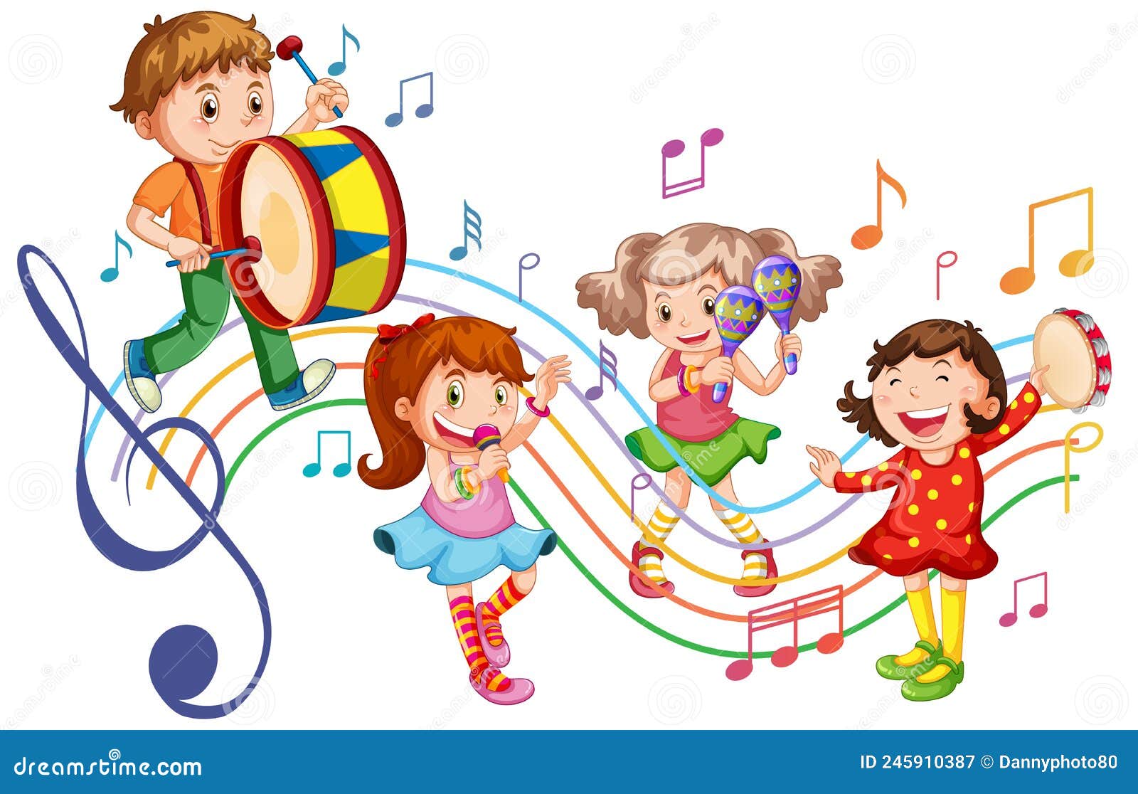 Children Playing Different Instrument in Band Stock Vector ...