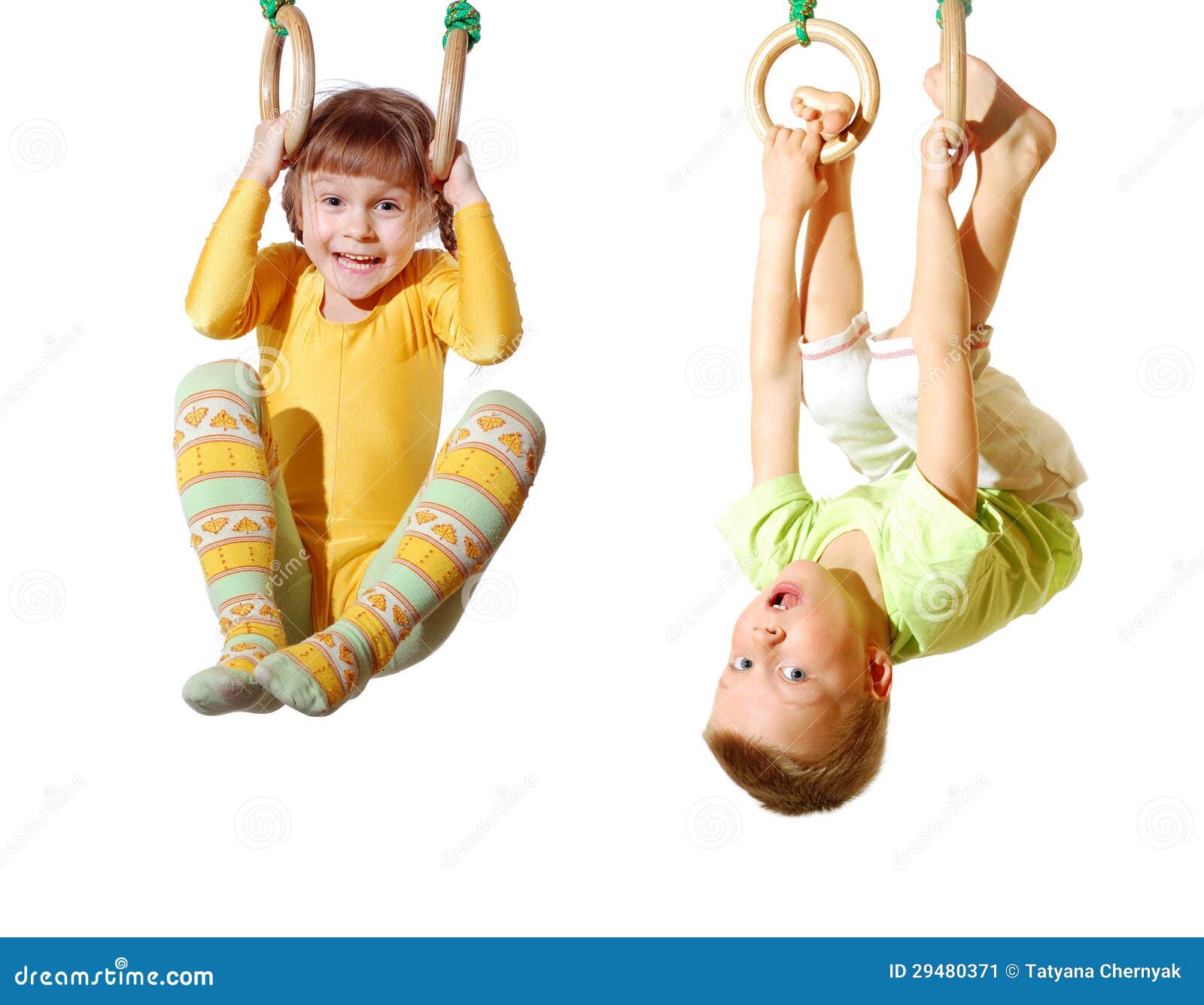 Children Playing and Exercising on Gymnastic Rings Stock Image Image of group, children 29480371
